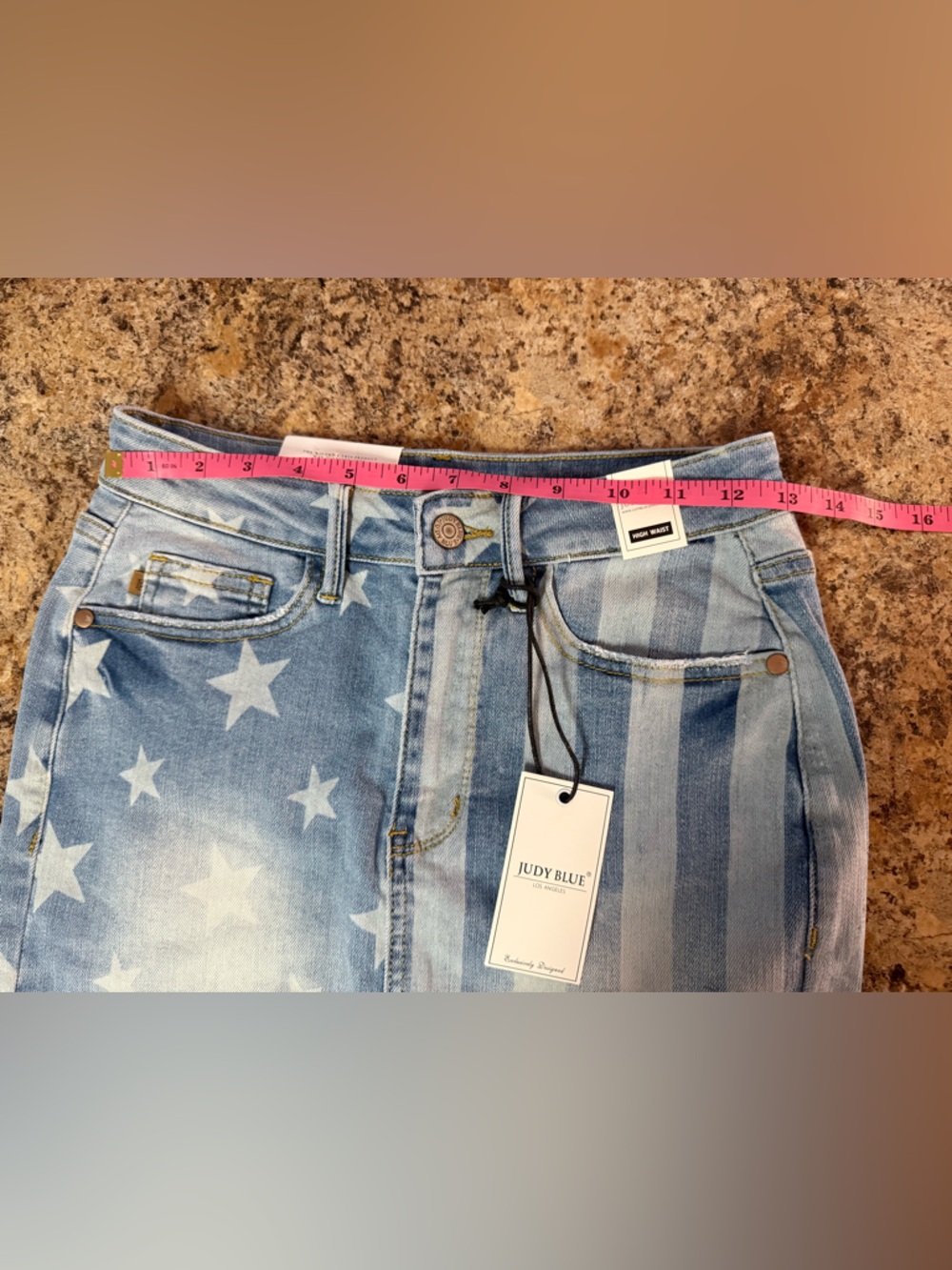 Judy Blue High Waist Denim Star & Stripe Mini Skirt Small - Picture 6 of 7